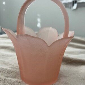 Decorative Mikasa Pink Satin Frosted Glass Tulip bowl, vase
